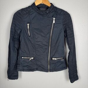 Maison Scotch P’tite Womens Small Black Long Sleeve Zip Biker Jacket Moto Rocker